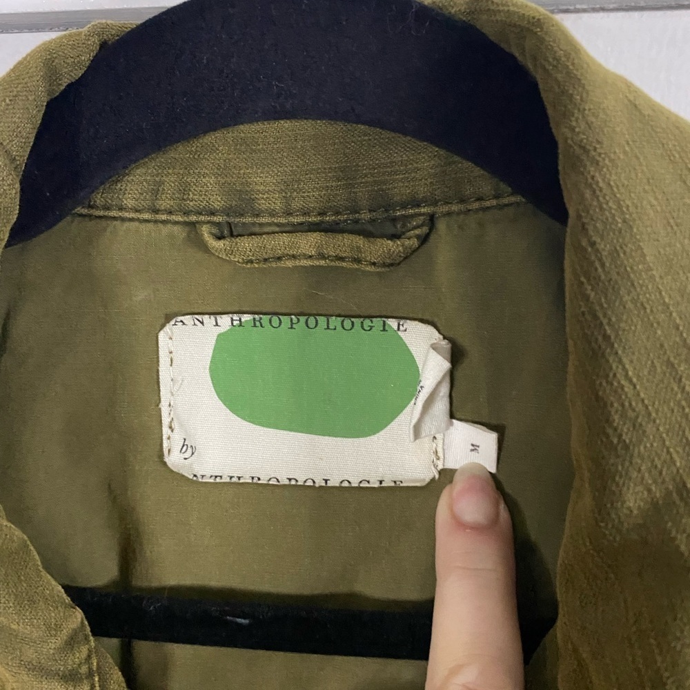Anthropologie By Anthropologie Olive Green Military Jacket 3 Pockets Medium Fall - Picture 5 of 13